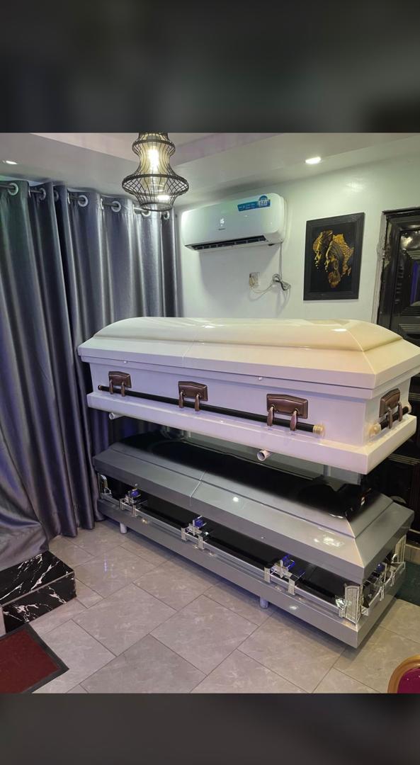 Ivory & Graphite Metal Caskets — Foreign Caskets available at Vanity Funeral Home, Lagos