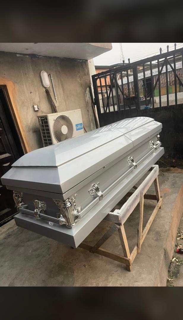 Silver Lion-Head Casket — Local Caskets available at Vanity Funeral Home, Lagos
